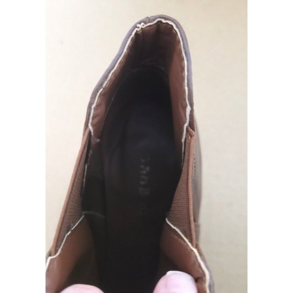 Bamboo Brown Vegan Leather Ankle Booties Womens Size 9 Chunky Heel Shoe - Picture 9 of 11